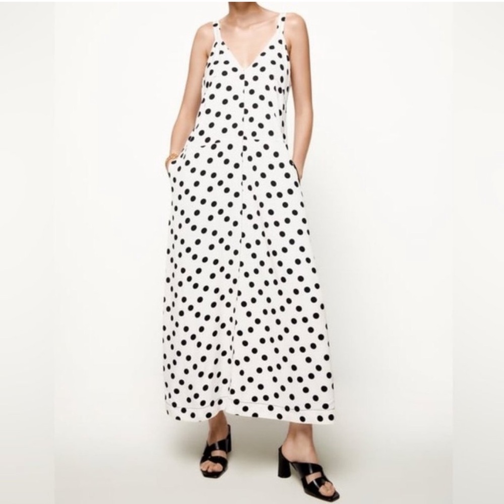 NWT Rare Zara Studio limited edition Maxi slip polka dot dress, Size XS